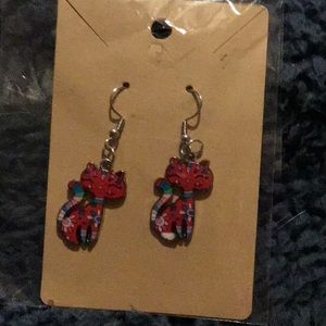 Beautiful handmade cat dangling earrings